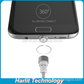 Angle Free Nylon Braided USB Charge Cable With Detachable Magnetic Connector For iPhone And Android Mobile Phone